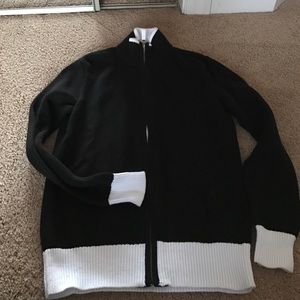 RL Black and white sweater zipper jacket