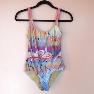 We Are Handsome Flamingo Print Scoop One Piece