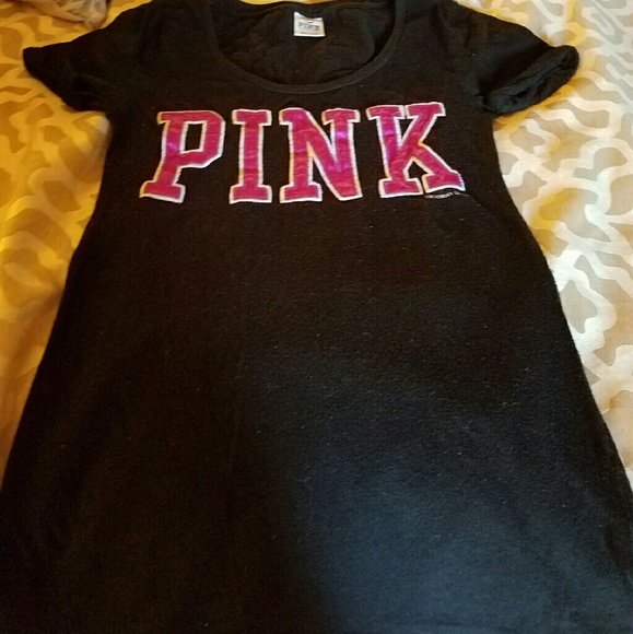 Pink T shirt with embroidered pink letters