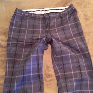 Purple plaid pants from the Limited