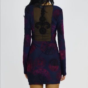 MinkPink Sunday Blues Mini Dress Velvet Detail