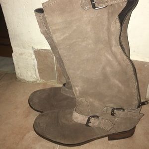 Gray-Camel Suede long boots