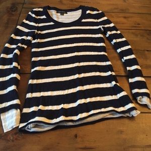 Italian yarn navy and white stripe sweater