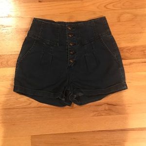 High waisted denim shorts