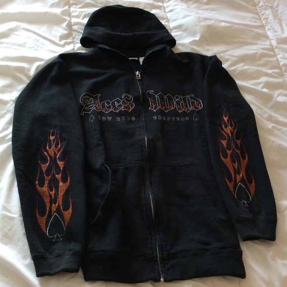 Aces Wild hot rods choppers Black HOODIE