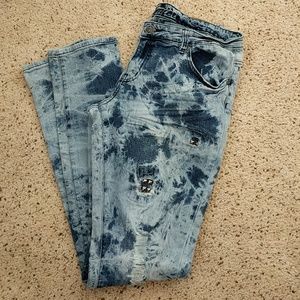 Acid washed studded jeans