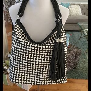 Charming Charlie Black &White Hobo Bag