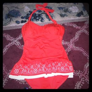 Red swim suit