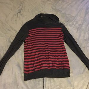 Grey and red striped hoodie!