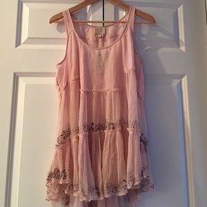 Anthropologie Sparkle Rose Sleeveless Tunic