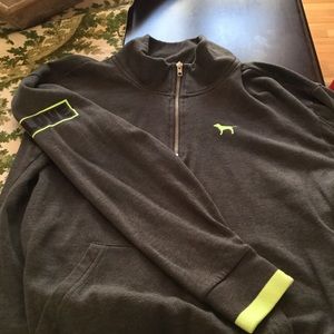 pink 1/2 zip gray and lime
