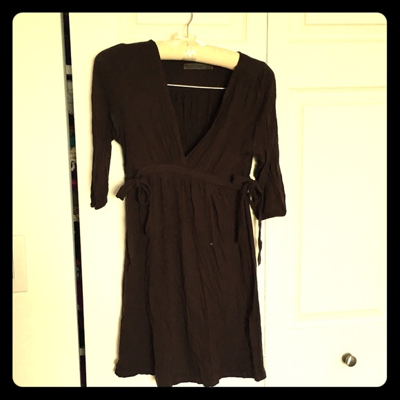 Brown V neck Dress