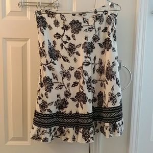 Black and off-white/cream floral Aline skirt