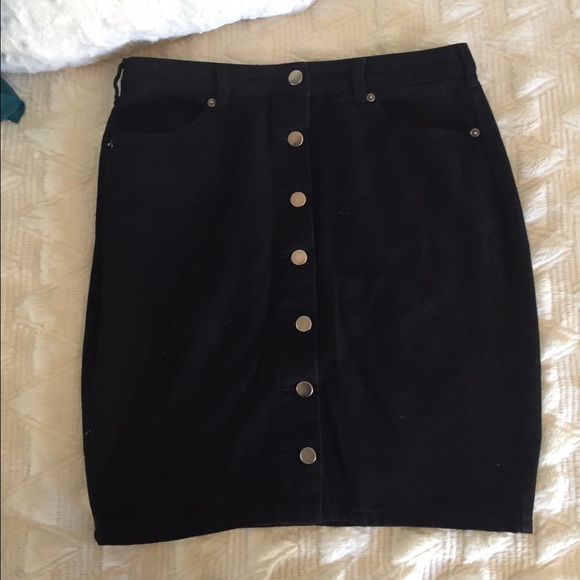 Black Denim Pencil Skirt