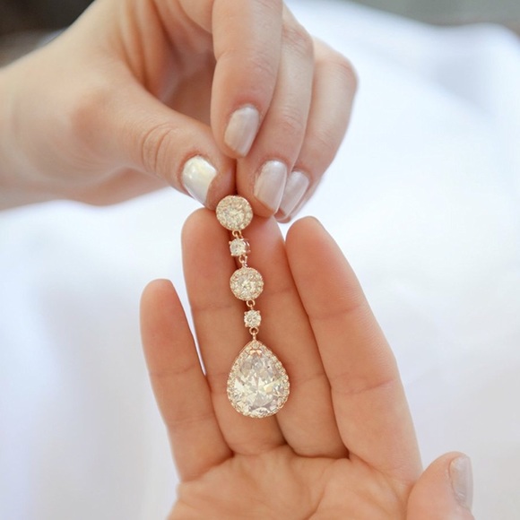 14k Rose Gold Plated 2in Statement Dangle Earrings - Picture 2 of 4