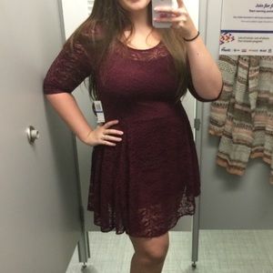 Lacey wine colored dress!