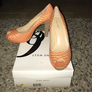 Nine West Dark Pink Reptile print Platform Pumps