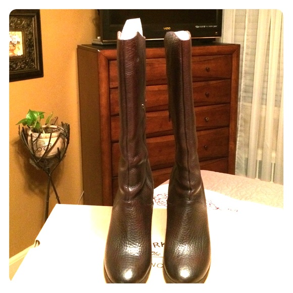 Brown leather boots