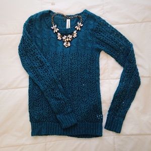 Turquoise Crochet Sweater