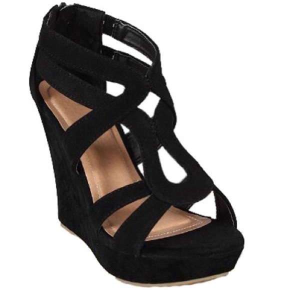 Top moda black wedges