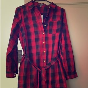 The Limited Red and Black Plaid Shirt Dress