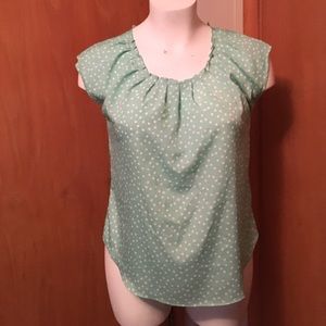 Sweet! Mint polka dot blouse