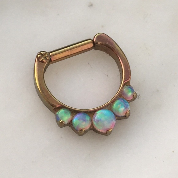 Rose gold anodized pink opal septum clicker