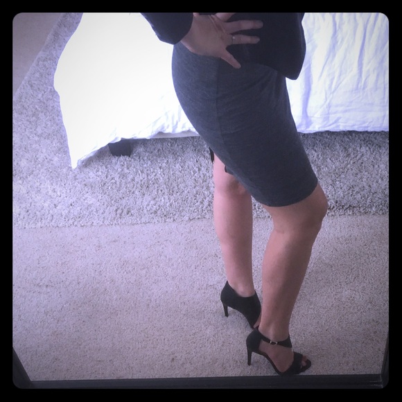 Express jersey pencil skirt w/ pleather details