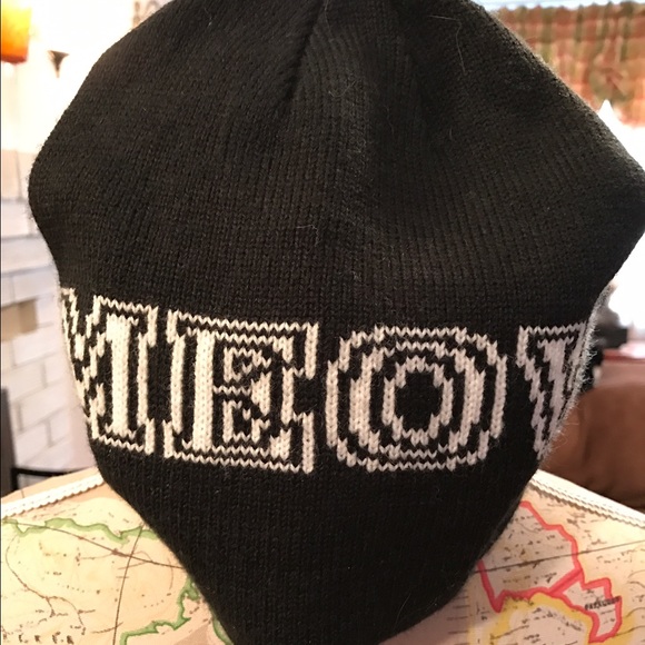 BNWOT Black Beanie with MEOW in white letters - Picture 2 of 3