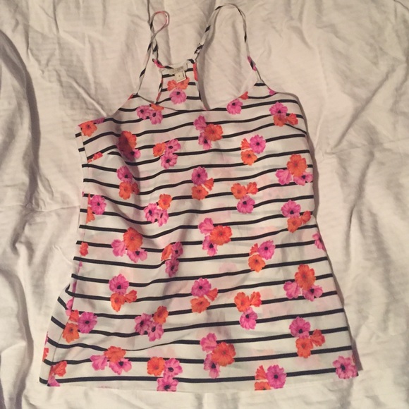 JCrew Striped Floral Top