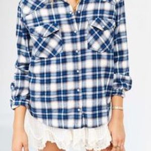 Urban Outfitters Plaid Shirt with Lace Bottom