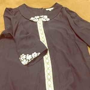 ModCloth Navy and Cream Vintage Inspired Blouse
