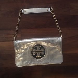 Gold Tory Burch Reva Clutch