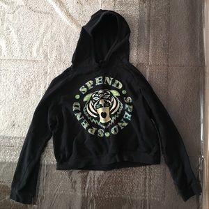 Hoodie with lion and "spend spend spend"