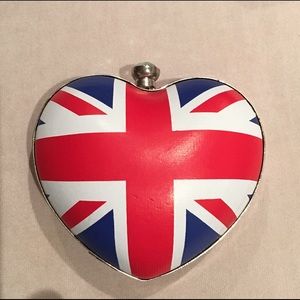 Union Jack heart shaped clutch with chain