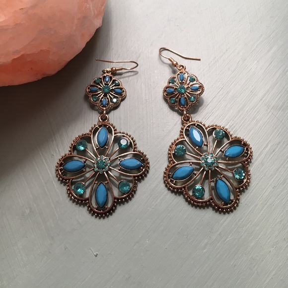 Blue Jeweled Earrings