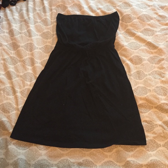 Strapless black cotton dress