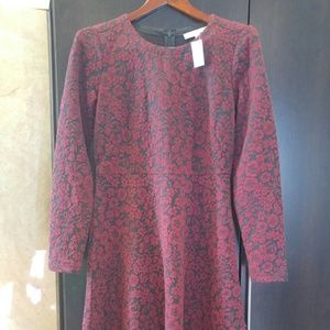 LOFT Crimson Floral Jacquard Dress - Size 4 NWT