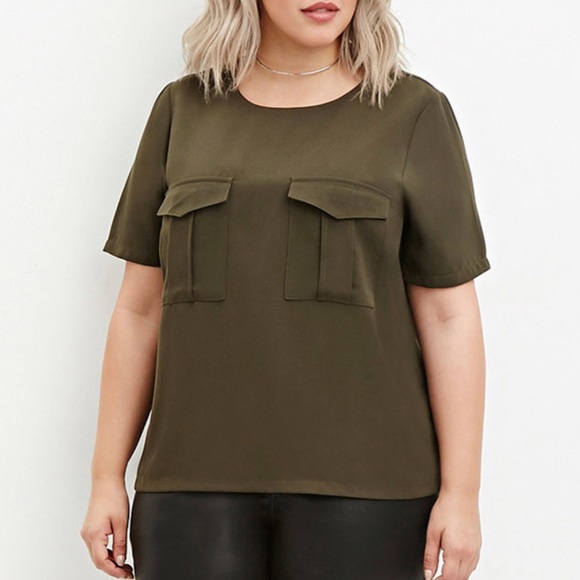 Olive Green two pocket blouse