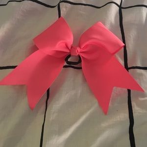 Neon pink cheer bow