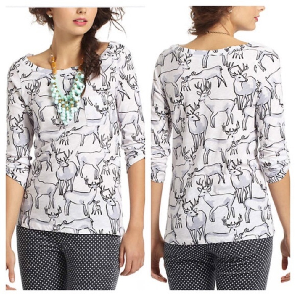 Postmark 3/4 sleeve deer top