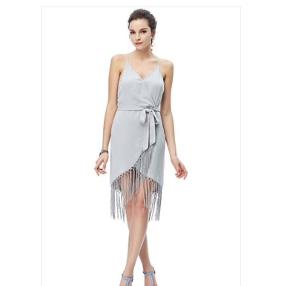fringe wrap dress