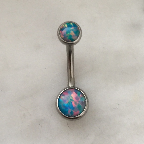 Teal opal belly button jewelry