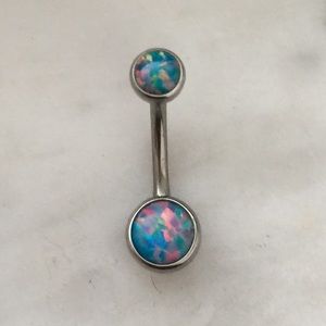Teal opal belly button jewelry
