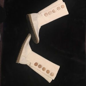 Cream crochet tall uggs