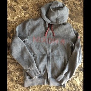 Nixon Gray Zip Sweatshirt With Maroon Graphics