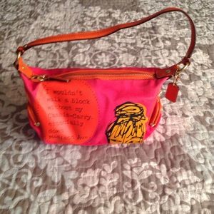 Coach hot pink mini canvas clutch