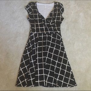 Gilli Brown and Tan geometric faux wrap dress