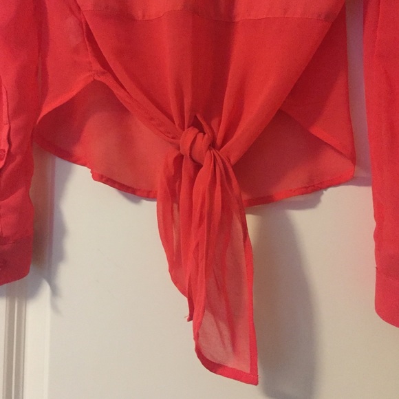 Light, coral, button down top - Picture 2 of 2
