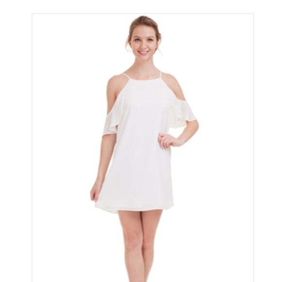off the shoulder flutter dress